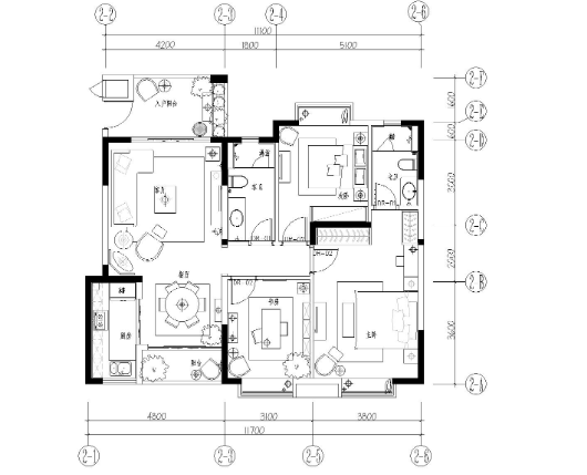 [海南]生态高档社区欧式三居室样板房设计装修图-1