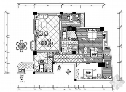 [深圳]简欧四居室样板房CAD装修图（含效果）-1
