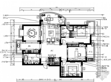 [江苏]某150平三室两厅样板间室内装修施工图（含效果）-1