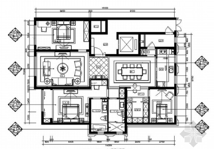 [内蒙古]轻奢欧式三居室室内样板间施工图（含实景照片）-1