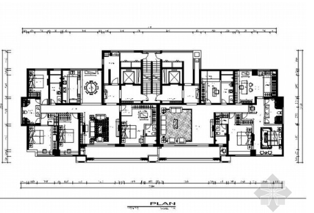 精品高档中式风格四居室样板间室内设计施工图-1