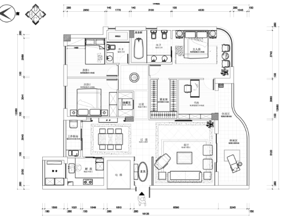 [深圳]简欧四居室住宅室内设计施工图（含效果图）-1