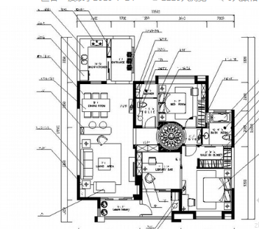 [浙江]精装美式乡村三居室样板间CAD装修施工图（含效果...-1