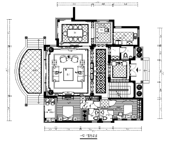 欧式风格别墅设计CAD施工图(含效果图）-1