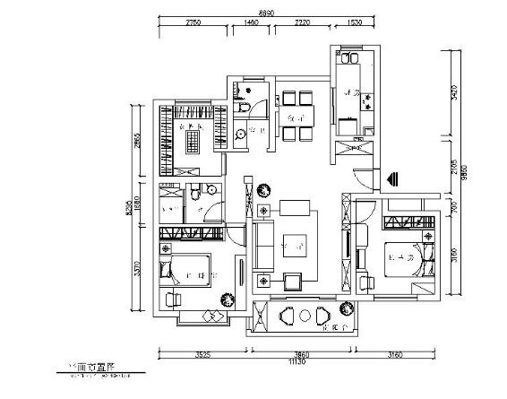 简约风格样板房CAD施工图（含效果图）-1