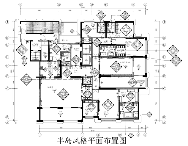 [南昌]新力洲悦法式半岛风格样板房装修施工图+高清效果...-1