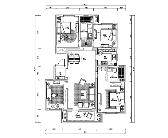 邂逅法式浪漫|青岛法式风样板间设计施工图（附效果图）-1