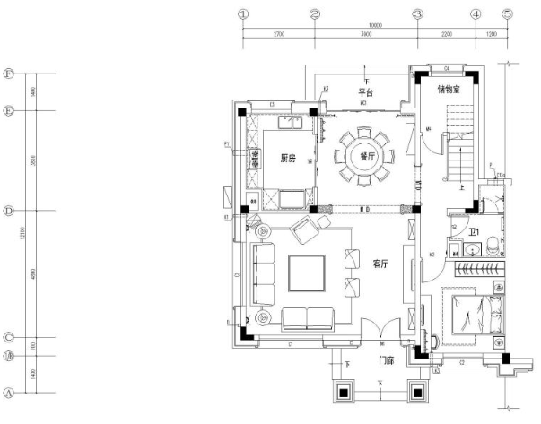 [广东]址山碧桂园四居室简欧风格别墅样板房施工图+概...-1