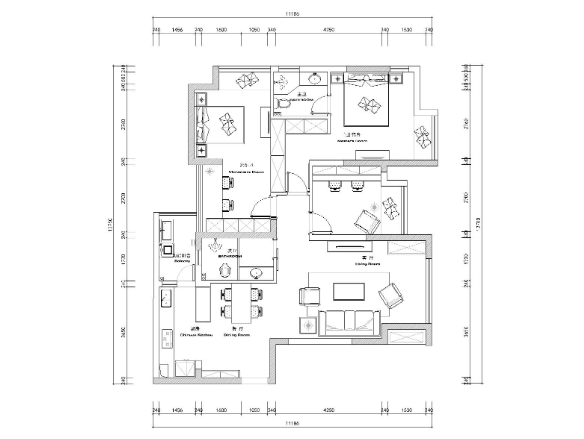 [重庆]梧桐公馆样板间CAD施工图+实景拍摄-1