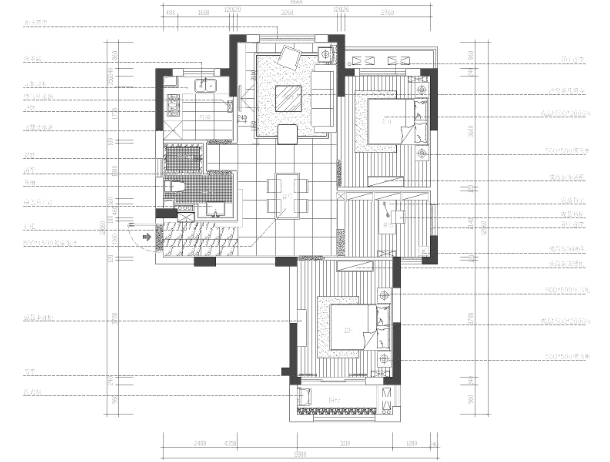 保亿·丽景山两居室样板房室内装修施工图-1