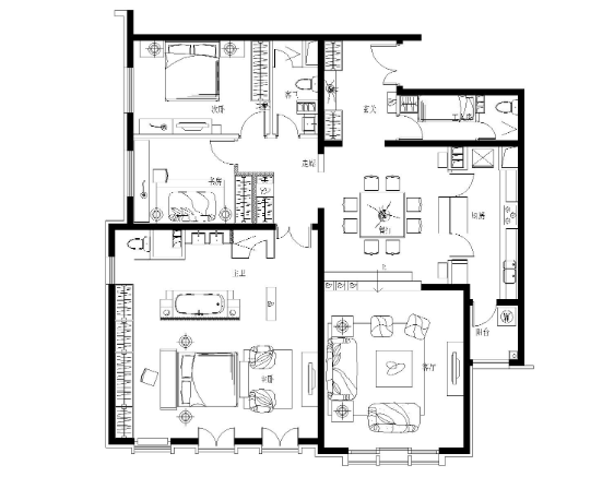 [北京]高文安_荣尊堡公寓A1型样板间施工图-1