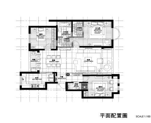 [福建]厦门107平现代风格三居室住宅施工图-1