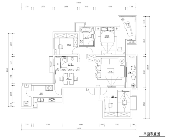 常熟130平三居室住宅装修施工图+效果图-1