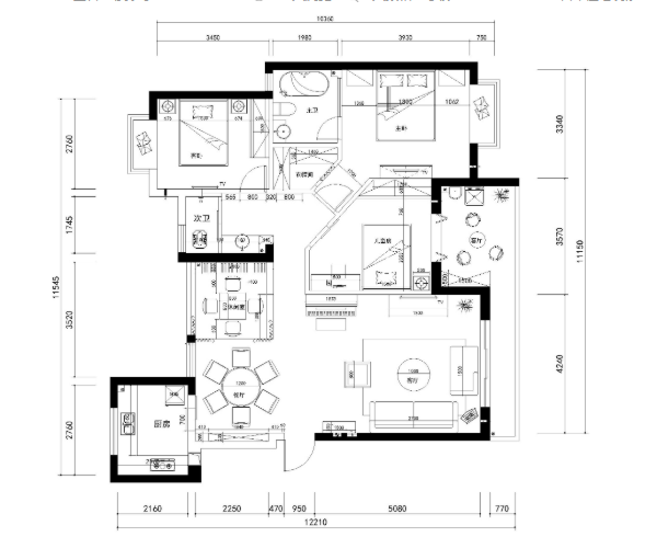 武汉150㎡现代风格三居室住宅施工图+效果图-1