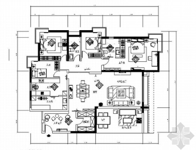 [宁波]电梯花园洋房现代风格四居室装修施工图-1