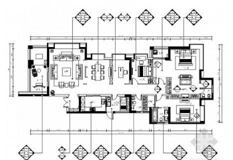 [珠海]奢华新古典四居室装修CAD施工图（含效果图）-1