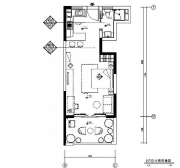 [上海]小型现代简约风格一居室室内装修施工图（含效果）-1