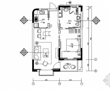 [上海]高级现代风格养老公寓一居室室内装修施工图-1