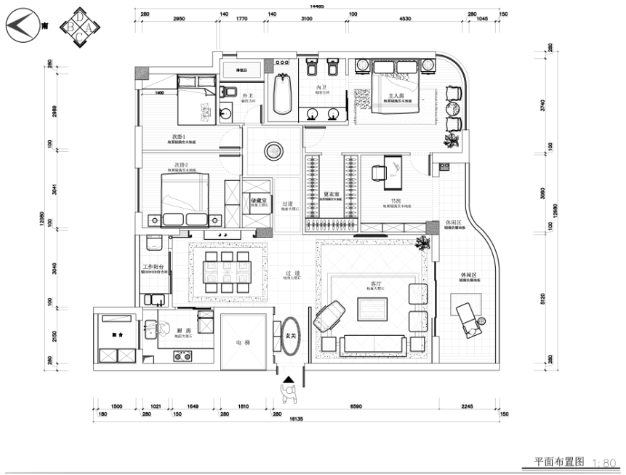 [深圳]简欧四居室住宅室内设计施工图（含效果图）-1