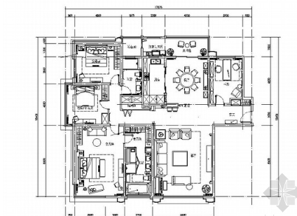 [苏州]精致简欧3室3厅室内设计施工图(含效果图、方案、...-1
