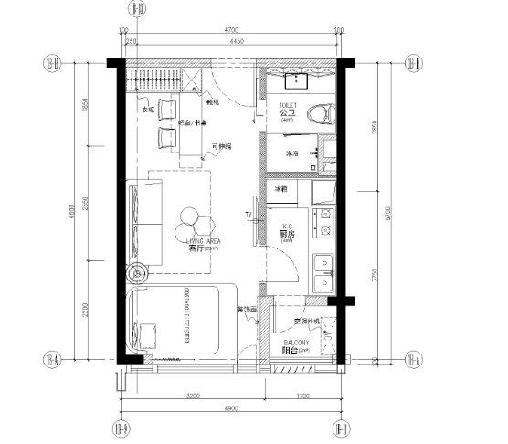 [深圳]MYP-笋岗国际物流公寓5个户型样板房CAD施工图+设计方案-1