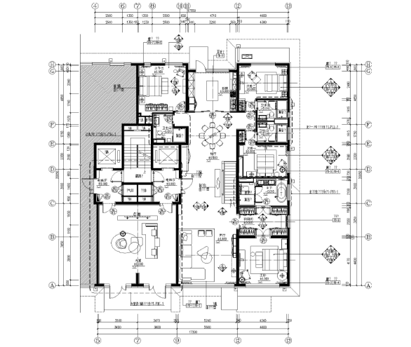 北京五矿万科如园四居室样板间CAD全套施工图+软装设计...-1