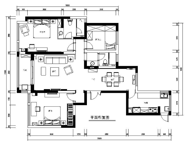 [常熟]现代奢华三室两厅公寓设计施工图（含效果图）-1