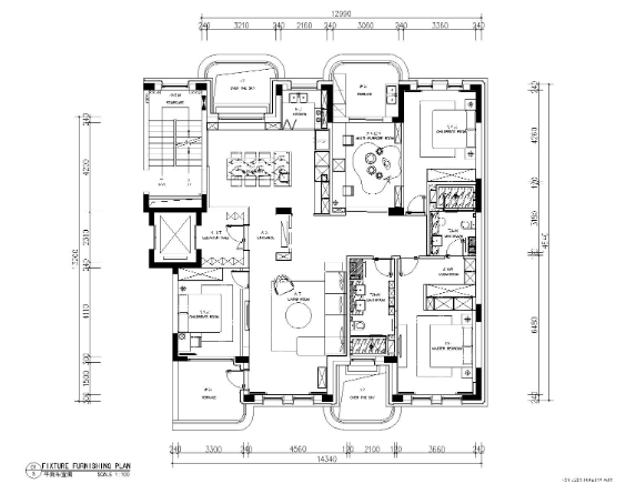 极简对白三居室住宅室内施工图+实景+3D模型-1