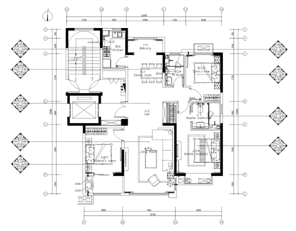 [山东]济南公馆两套三居室样板间装修施工图-1