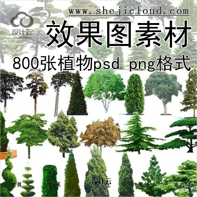 【0158】800张+后期植物素材psd文件png格式ps效果图制作素材-1