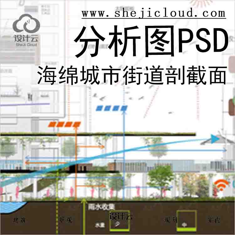 【6080】海绵城市街道剖截面分析图PSD合集-1