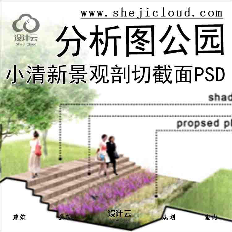 【6082】竞赛风小清新景观剖切截面PSD合集模块分析图公园...-1