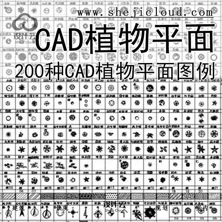 【6583】200种CAD植物平面图例-1