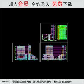 功能复杂的综合商业办公楼施工图CAD