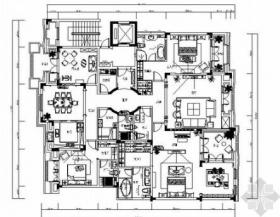 奢华欧式风格三居室室内装修CAD施工图（含效果图）