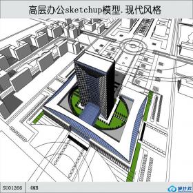 SU01266城市高层办公楼设计su模型