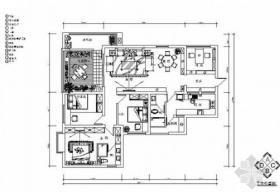 [贵州]云岩区简约欧式风格三居室样板间CAD施工图（含效...