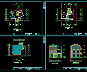 新农村自建房3层别墅cad图纸效果图