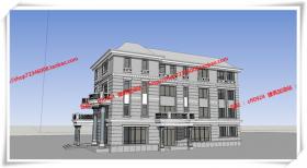 欧式别墅 独立别墅 会馆别墅su模型/sketchup/cad图纸/效果图/3...