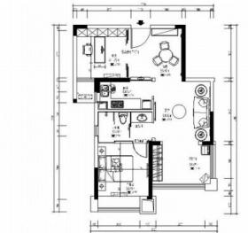 [湖北]温馨舒适一居室室内设计CAD施工图（含效果图）