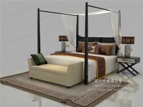 中式模床3Dmax模型 (2)