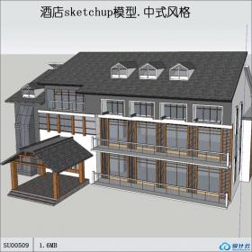 SU00509度假酒店，现代建筑，三层