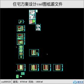 cad00423小高层住宅建筑面积8700平方米cad全套