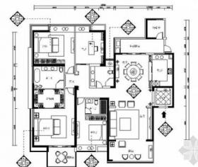 现代精致简约四居室样板间CAD装修施工图（含效果）