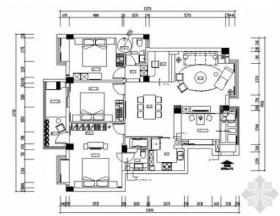 韵味十足简约现代四居室样板间CAD施工图（含效果）