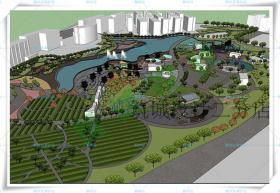 TU00207滨河公园/CAD总平面图/规划设计/SU/滨水景观园林绿化...