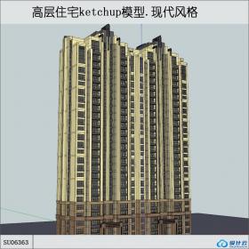 SU06363高层住宅，现代主义风格，27层