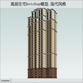 SU06366高层住宅楼，现代主义风格，30层