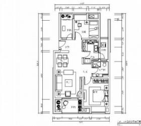 精装C户型二居室装修图