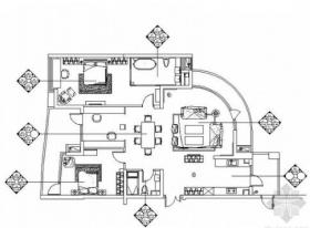 [杭州]特色时尚两居室室内设计CAD施工图（含手绘效果图...